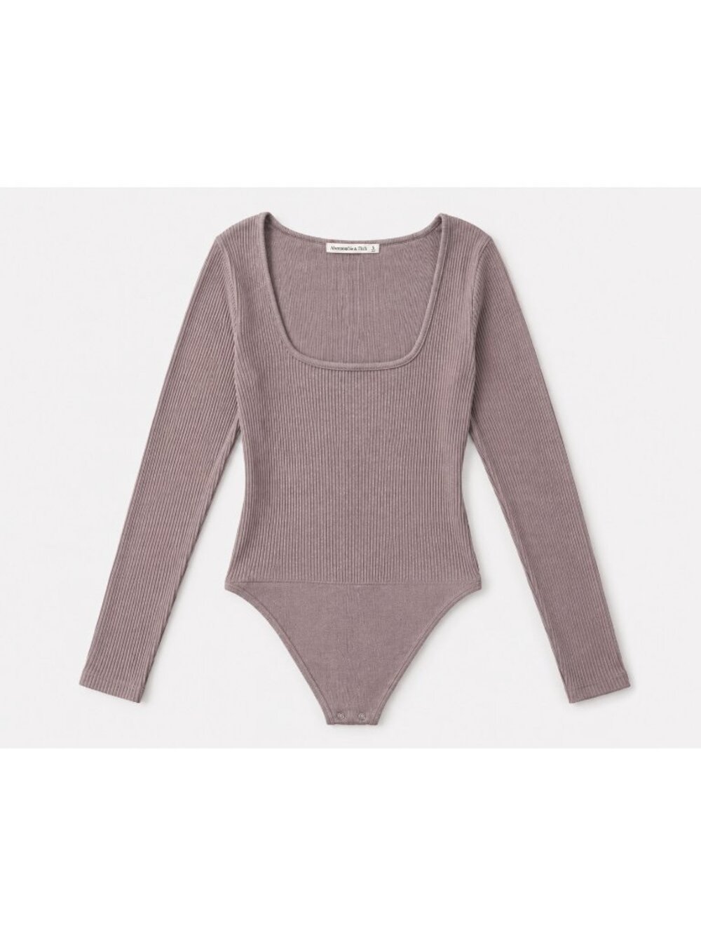 Abercrombie & Fitch Rib Knit Bodysuit XS Mauve Long Sleeve Square Neck
